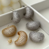Pave zircon teardrope earrings