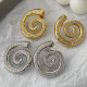 Pave zircon snail earrings