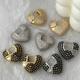 Pave zircon heart earrings