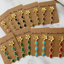 Nature gemstone teardrope earrings