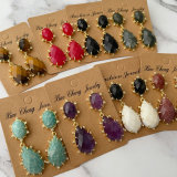 Nature gemstone teardrope earrings