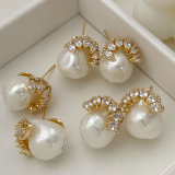 Pave fashion pearl earrings
