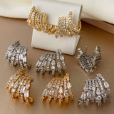 Pave zircon fan earrings