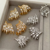 Pave zircon fan earrings