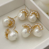 Pave fashion pearl earrings