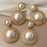 Chunky pearl zircon earrings