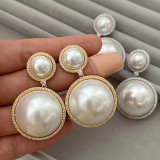 Pave chunky pearl earrings