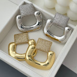 Pave zircon square earrings