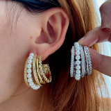 Pave pearl fan earrings