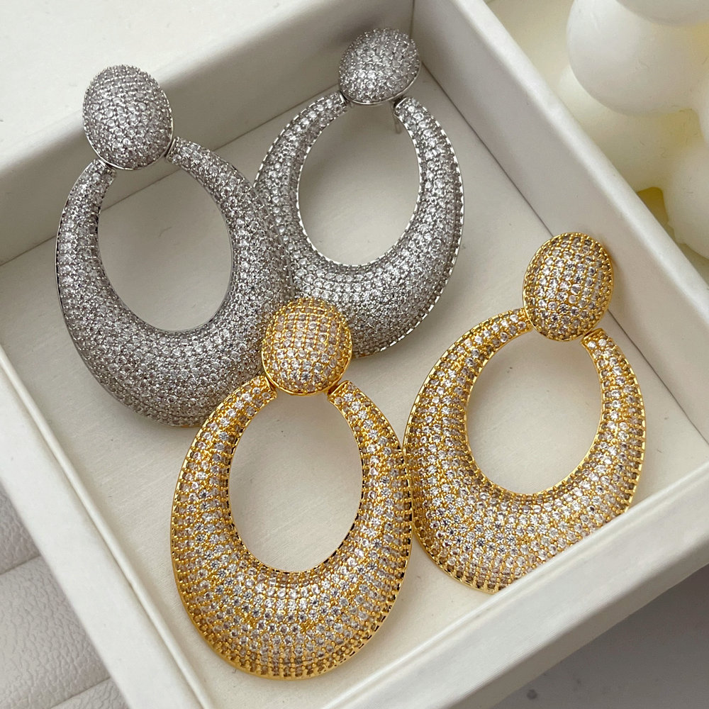 Pave zircon teardrop earrings