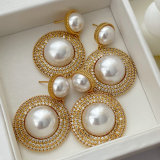 Chunky pearl zircon earrings