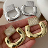 Pave zircon square earrings