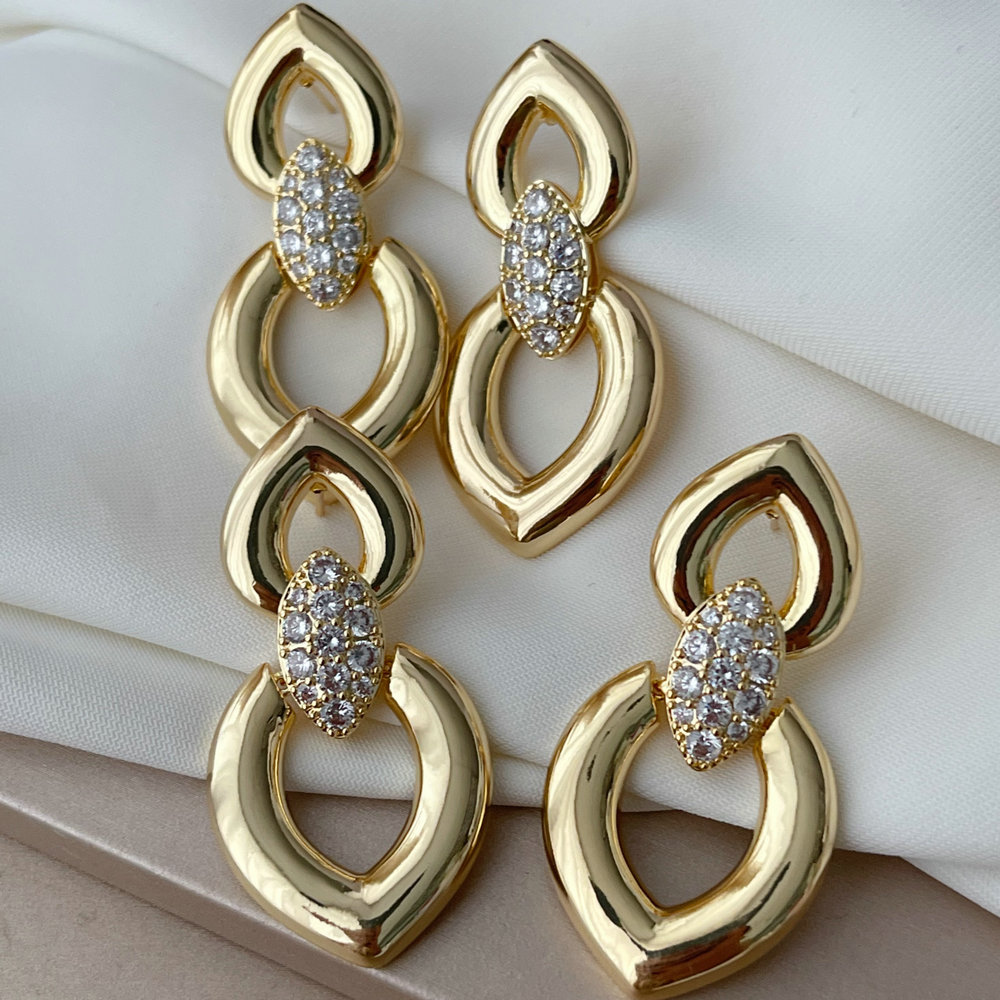 Pave zircon fashion earrings