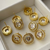 Pave zircon square earrings