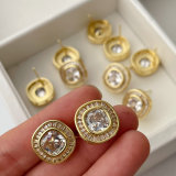 Pave zircon square earrings