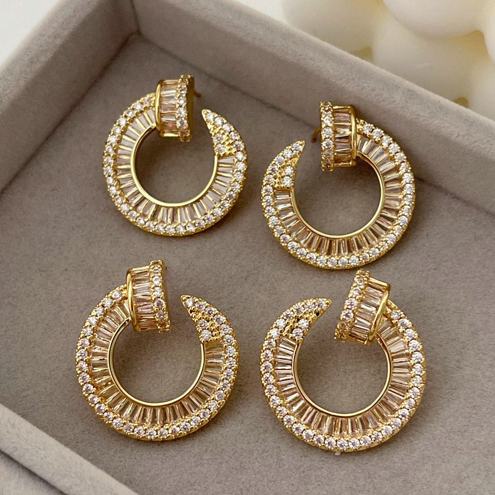 Pave zircon nail earrings