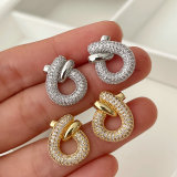 Pave zircon knot earrings