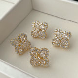 Pave zircon clover earrings