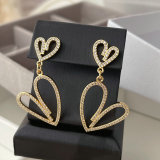 Pave zircon heart earrings