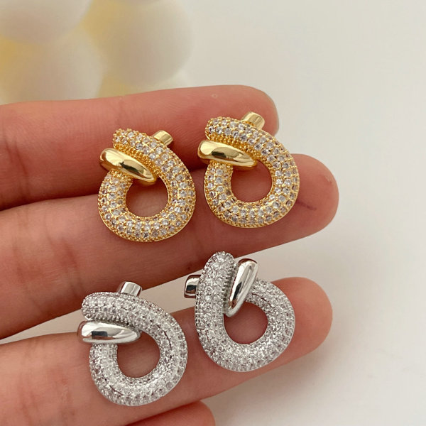 Pave zircon knot earrings