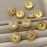 Pave zircon square earrings