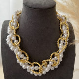 Chunky glass pearl twist necklace