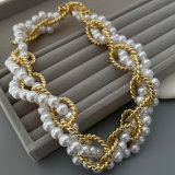 Chunky glass pearl twist necklace