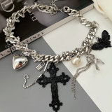 Black cross pendant necklace