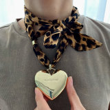 Leopard print chunky heart necklace