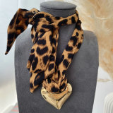 Leopard print peach heart necklace