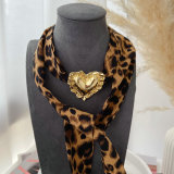 Leopard print heart necklace