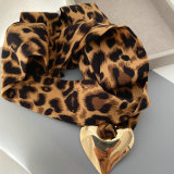 Leopard print peach heart necklace