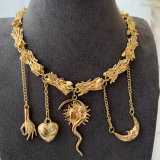 Star moon charm necklace
