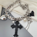 Black cross pendant necklace