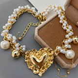 Chunky pearl heart necklace