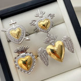 Two tone heart ring