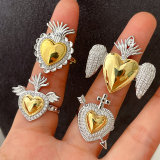 Two tone heart ring