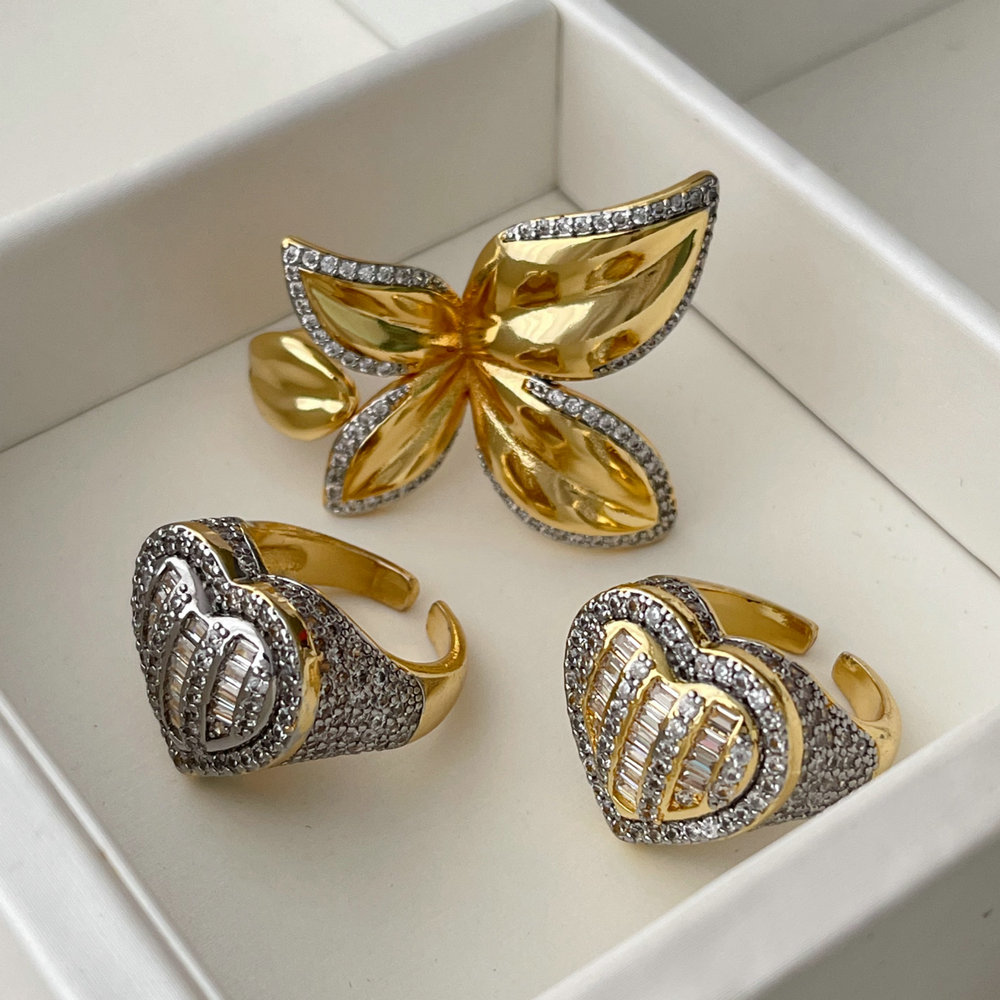 Pave zircon heart ring