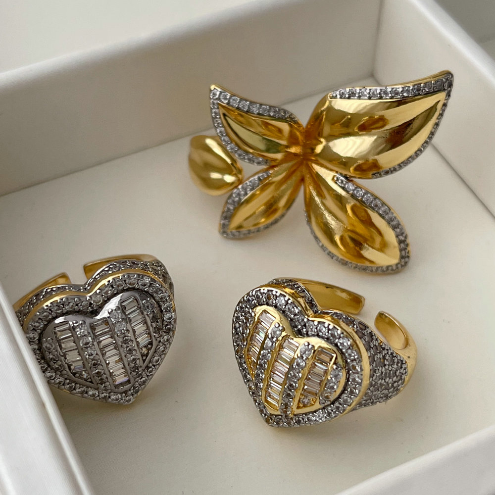 Pave zircon heart ring
