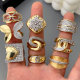 Pave zircon butterfly two tone ring
