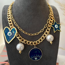 Blue eye charm chain necklace