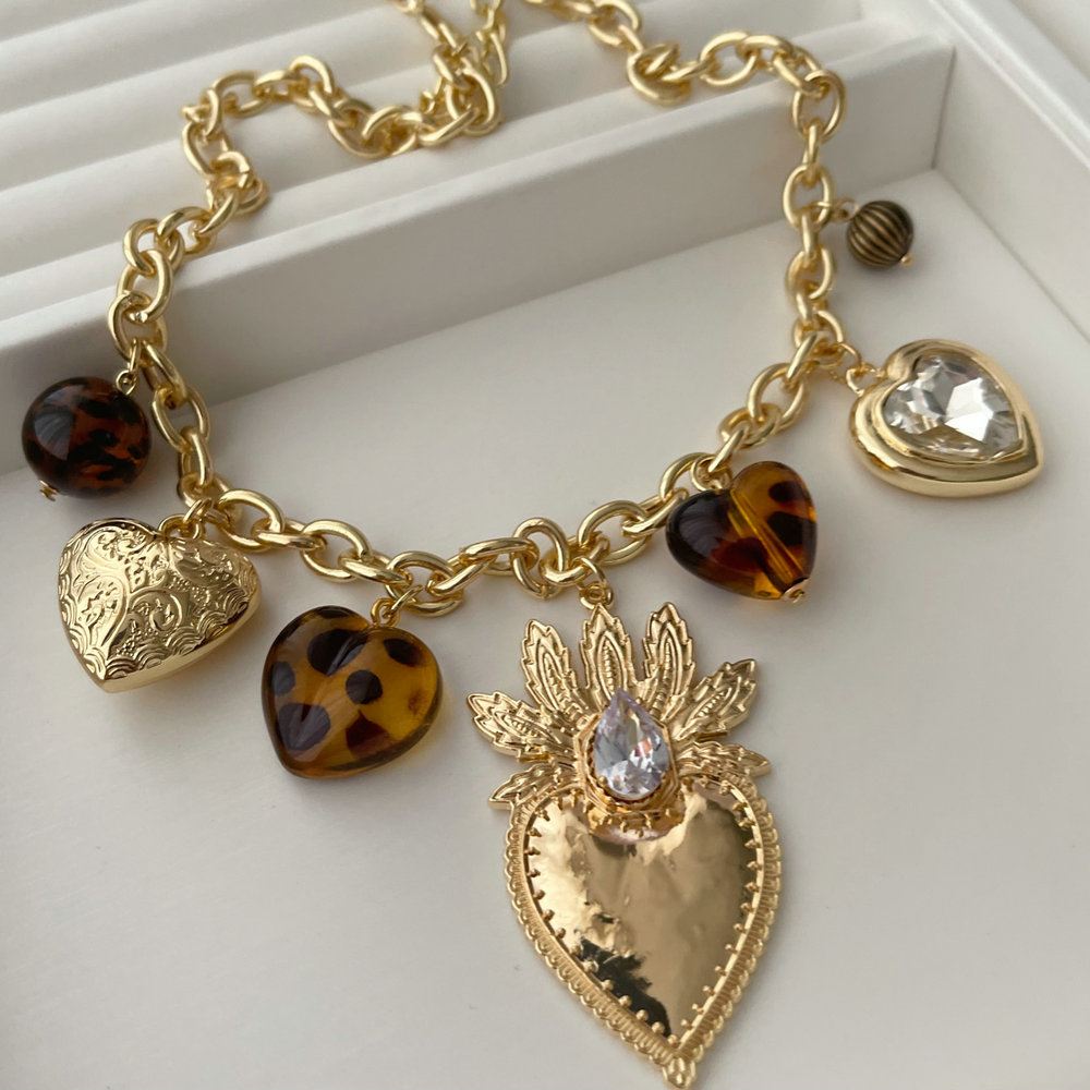 Heart charm chain necklace