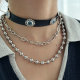 Layer eye leather necklace