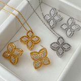 Pave zircon clover jewelry