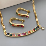 Pave zircon set colorful jewelry