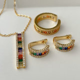 Pave zircon set colorful jewelry