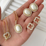 Pave set square pearl jewelry