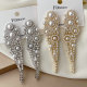 Pave zircon pearl long earrings