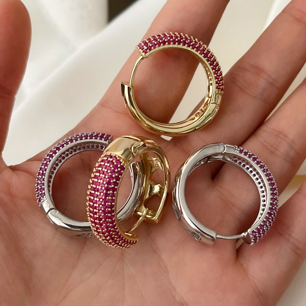 Pave red zircon hoop