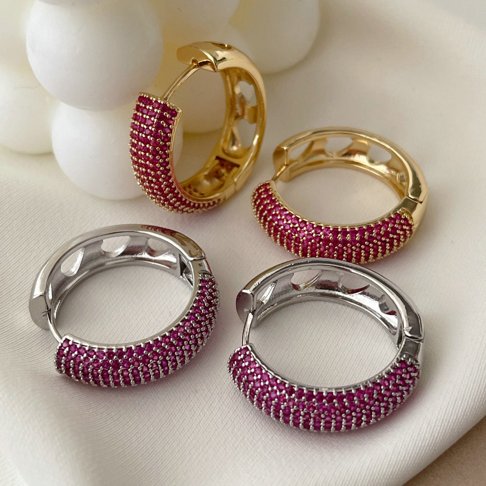 Pave red zircon hoop